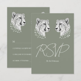 Sage Vit Gepard Bröllop Elegant Safari Stil OSA Kort