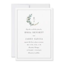 Sage Watercolor Eucalyptus Krans Monogram Bröllop