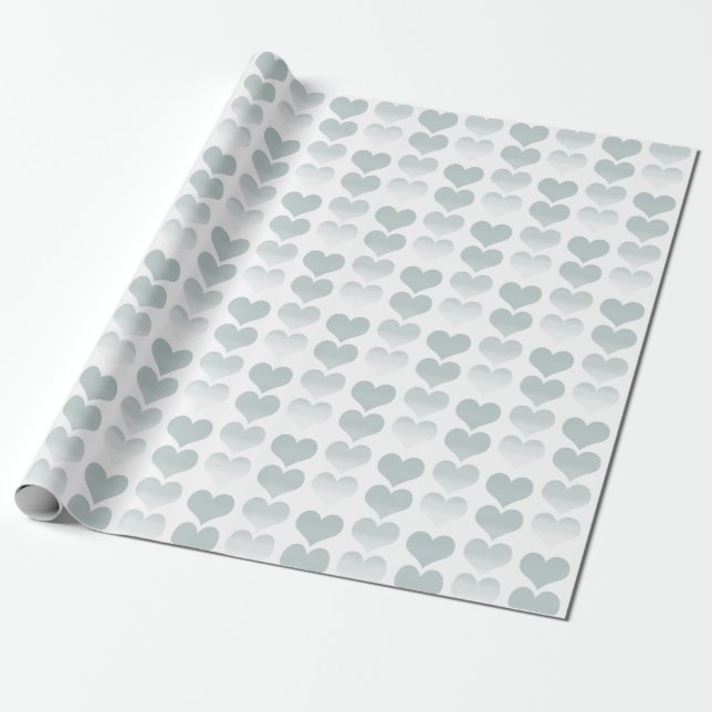 Sage Watercolor Hearearts Presentpapper (Utrullad)