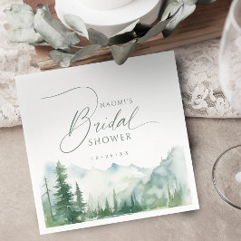 Sage Watercolor Mountain Rustic Bridal Shower  Pappersservett