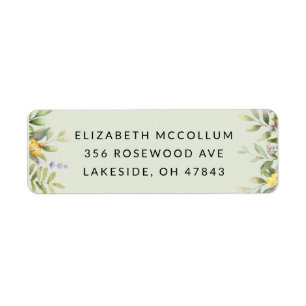 Sage Watercolor Wildflower Returadressetiketter Returadress Etikett