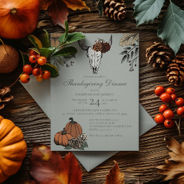 Sage Western Thanksgiving Koj skull Höstskörd Inbjudningar