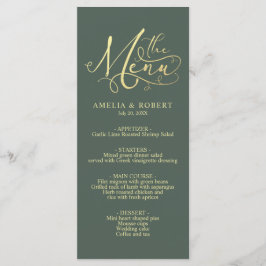 Sage Whimsical Elegant Guld Calligraphy Menu Meny