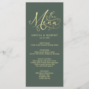 Sage Whimsical Elegant Guld Calligraphy Menu Meny