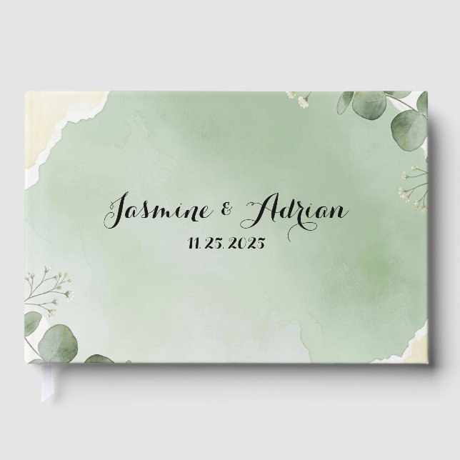 Sage Whisper Botanical Gästböcker (Framsida)