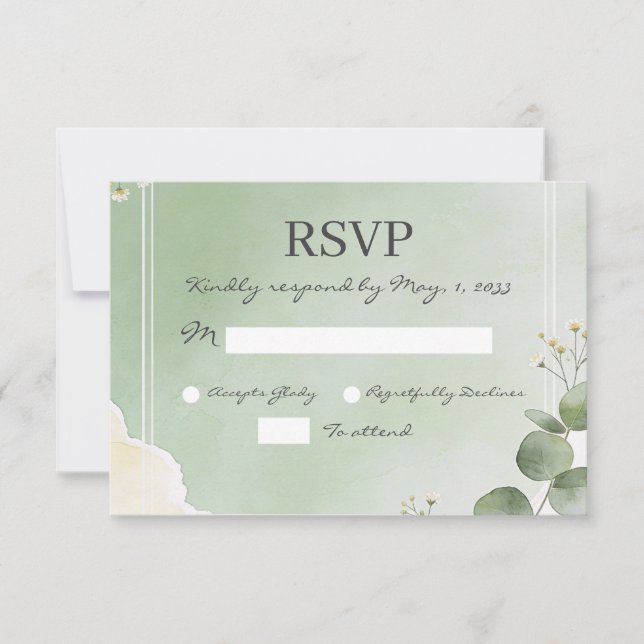 Sage Whisper Botanical RSVP Cards OSA Kort (Framsida)