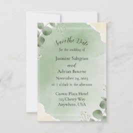 Sage Whisper Botanical Save the Date Cards Spara Datumet