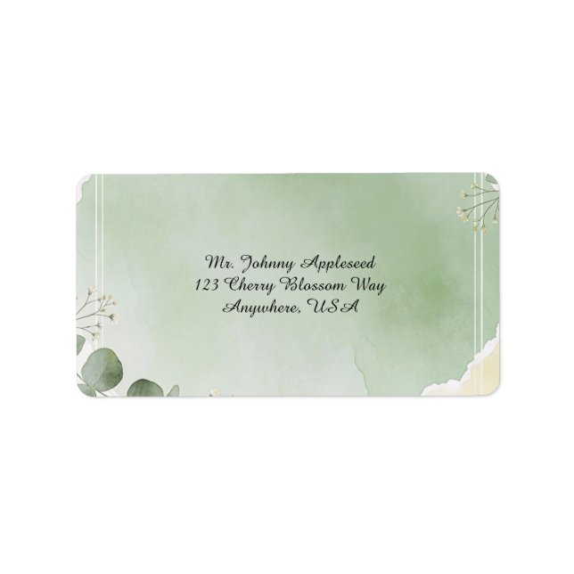 Sage Whisper Botaniska Adressetiketter (Framsidan)