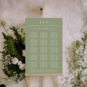 Sage & White Classic Namn Bröllop, sittdiagram Poster