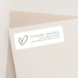 Sage & White Minimal Bröllopsdusch Returadress Etikett