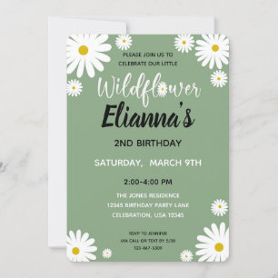 Sage Wildbloms Daisy Girl Birthday-inbjudan Inbjudningar