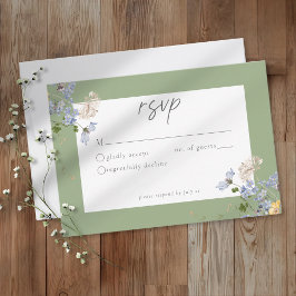 Sage Wildflower Garden Elegant Wedding OSA Kort