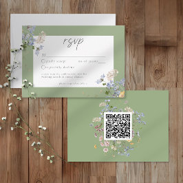 Sage Wildflower Garden Elegant Wedding QR OSA Kort