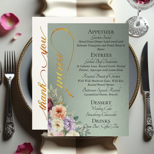 Sage - Wildflowers, Monogram & Thank You  Meny (Skapare uppladdad)