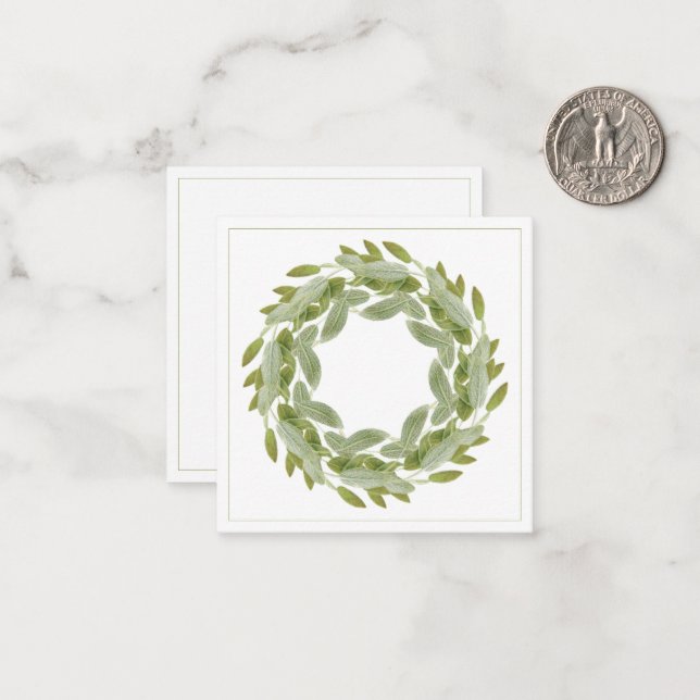 SAGE WREATH 2,5-tums platt anteckningskort i kvadr (Fram/Back In Situ)