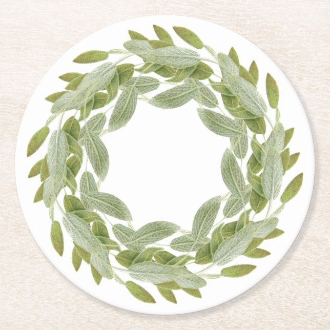 SAGE WREATH Round Papper Underlägg Rund (Framsidan)