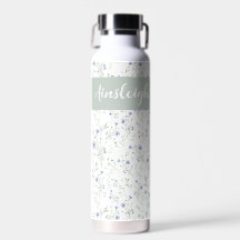 Sageblå akvarell vildblomma monogramnamn