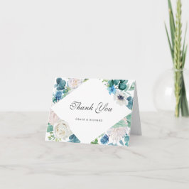 Sageblå Blommig Bröllop Tackkort