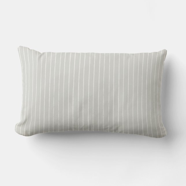 Sagegrå krämrandig minimalistisk mönster lumbarkudde (Framsida)