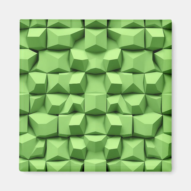 Sagegrön 3D geometrisk kubmönster Magnet (Framsidan)