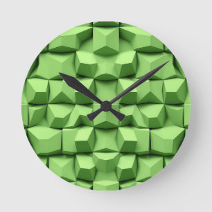 Sagegrön 3D geometrisk kubmönster Rund Klocka