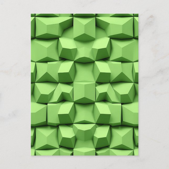 Sagegrön 3D geometrisk kubmönster Vykort (Framsida)