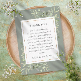 Sagegrön akvarellgrönska Bröllop Tack Placeringskort