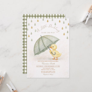 Sagegrön Ankdunge Paraply Regn Bebis Baby Shower Inbjudningar