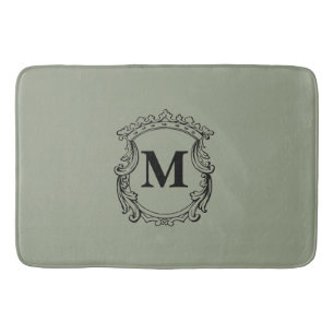 Sagegrön anpassad monogram-krön badrumsmatta