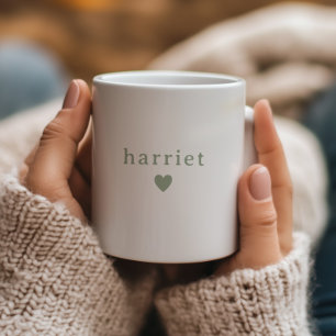 Sagegrön anpassad namnpresent till babyfest kaffemugg