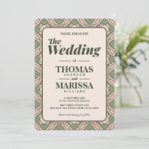 Sagegrön Art Deco bröllopsinbjudan QR-kod