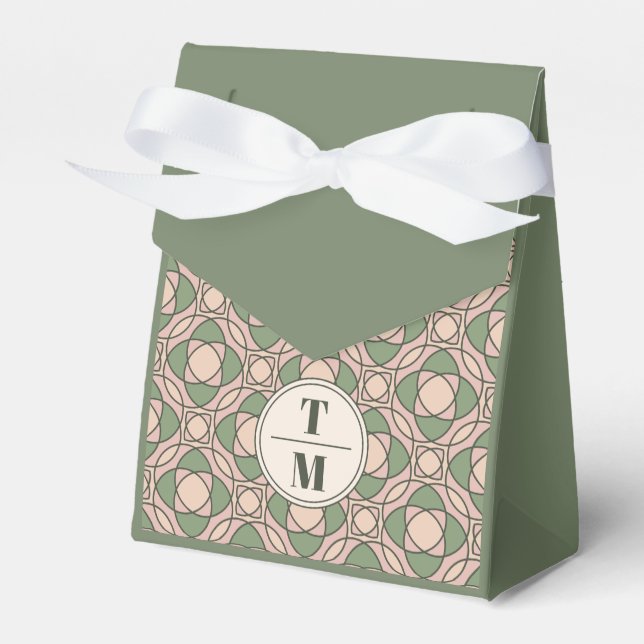 Sagegrön Art Deco presentbox för brölloppsfavor Presentaskar (Framsidan Sidan)