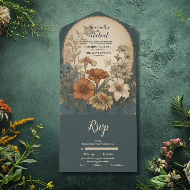 Sagegrön Art Nouveau Alphonse Mucha Bröllop (Skapare uppladdad)