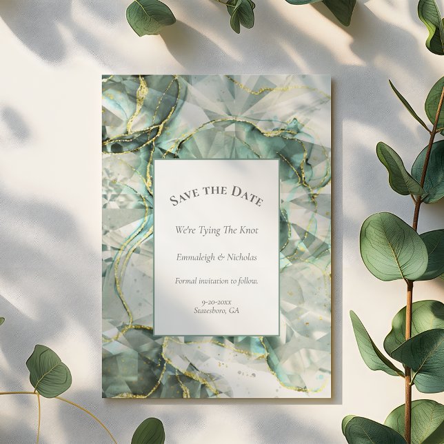 Sagegrön Aventurinkristall Spara datumet Vykort (Skapare uppladdad)