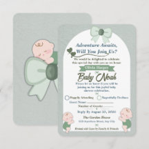 Sagegrön babyboy shower RSVP-kort