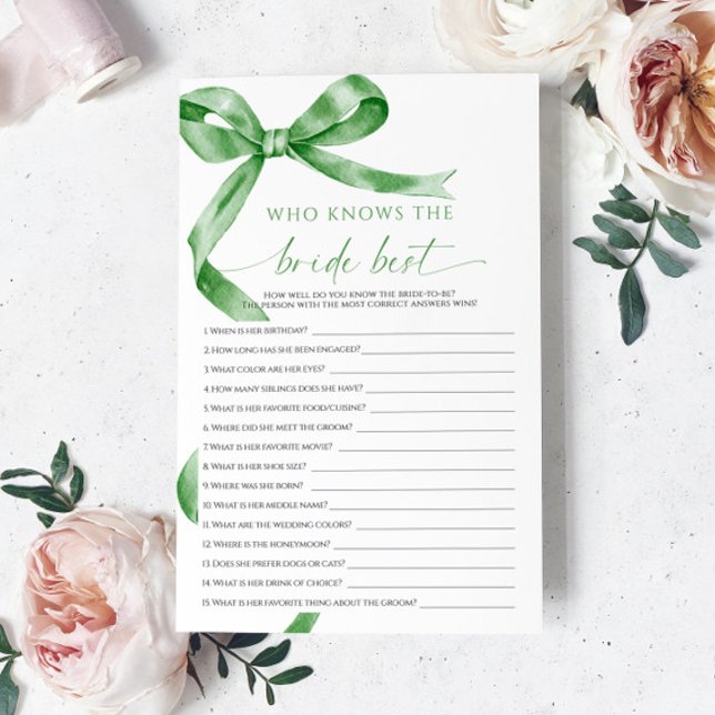 Sagegrön Båge Vem Känner Bruden Bäst Spelet (Skapare uppladdad)