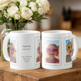 Sagegrön banderoll ram redigerbar Nana 3 foto Kaffemugg
