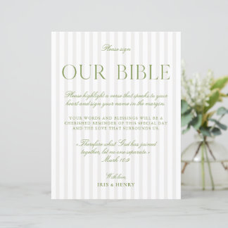 Sagegrön & Beige Bröllop Vår Bibel Skylt