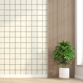 Sagegrön Beige Rutig Schackrutig Scandi Minimalist