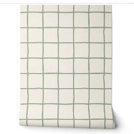 Sagegrön Beige Rutig Schackrutig Scandi Minimalist