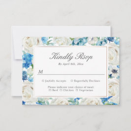 Sagegrön Blå Blommig RSVP-kort OSA Kort