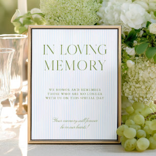 Sagegrön & blå 'In Loving Memory'-skylt