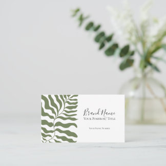 Sagegrön Blad Elegant Varumärkesprofilkort | Minim Visitkort