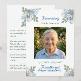 Sagegrön blekblå blomsterkors | Fotominne Anteckningskort