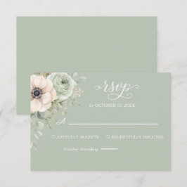 Sagegrön Blommig Anemon Bröllop RSVP Bilaga OSA Kort