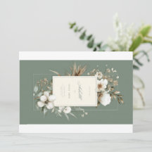 Sagegrön Blommig Bröllopsbrevpappersvit