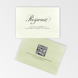 Sagegrön Blommig QR-kod Bröllops-RSVP-manus OSA Kort