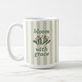 Sagegrön blommig rand med graciöst bokstavsarbete kaffemugg