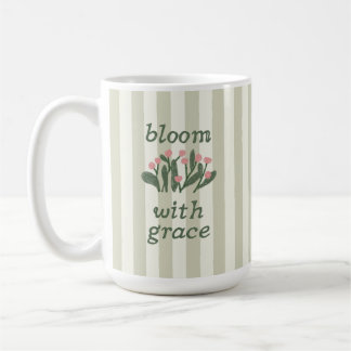 Sagegrön blommig rand med graciöst bokstavsarbete kaffemugg
