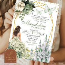 Sagegrön blomster- Quinceanera i sagoslott